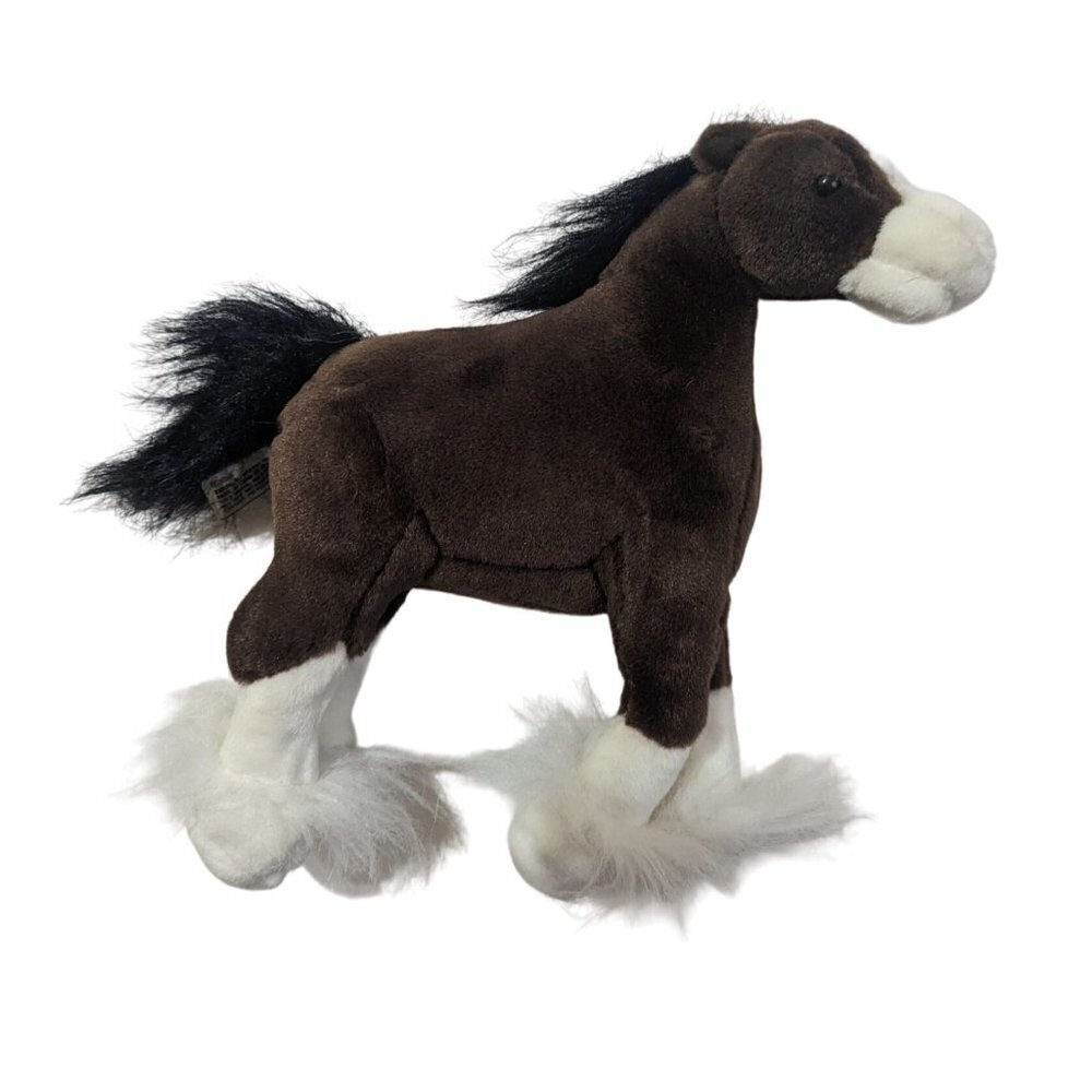 Gund Dale Clydesdale Horse Plush Stuffed‎ Animal Brown White Feathered Hooves